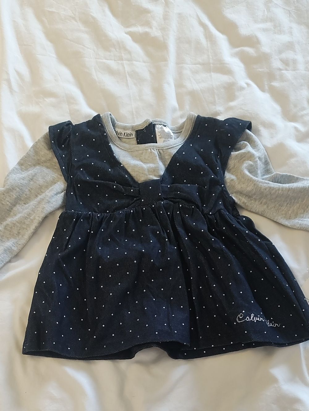 Calvin Klein Gray & Navy Toddler Dress